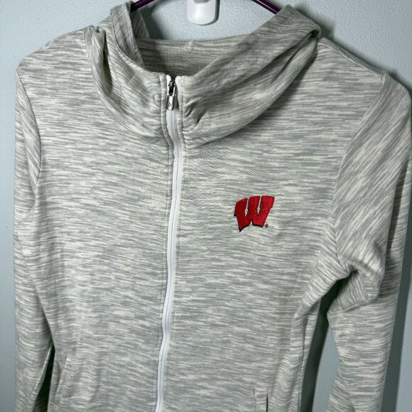 Columbia Wisconsin Badgers Lightweight Zip Up Scuba Neck Hoodie Small Gray - Picture 3 of 10